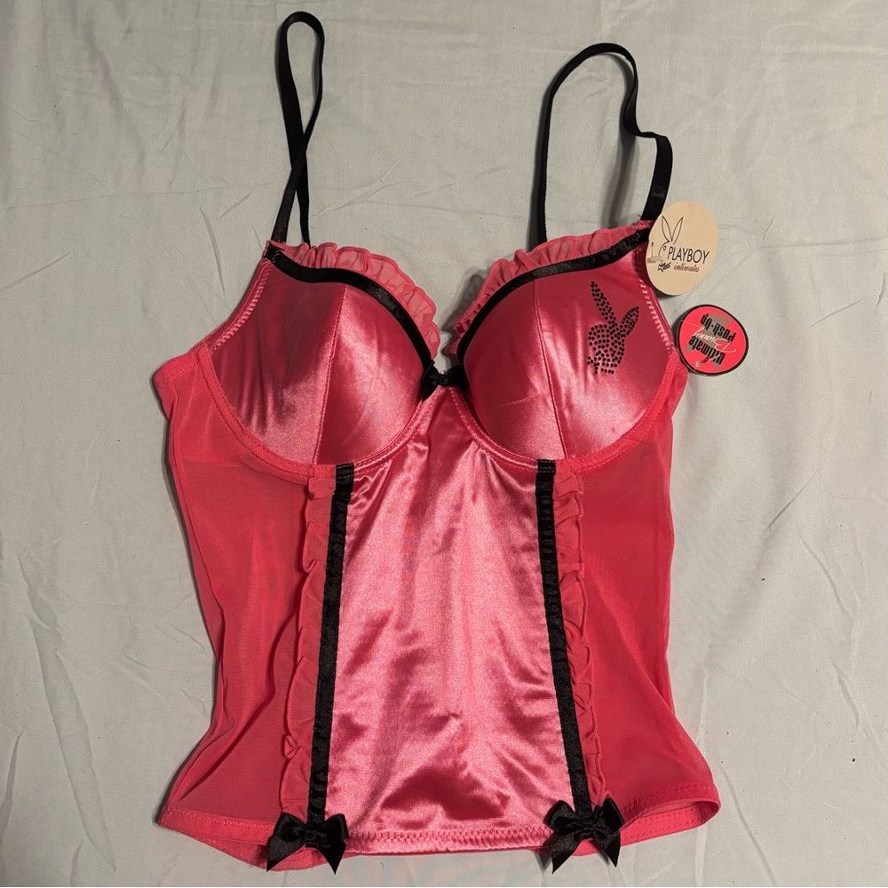 Vintage Playboy Pink Satin Corset Top NWT
